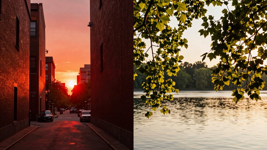 comparing red light sunlight