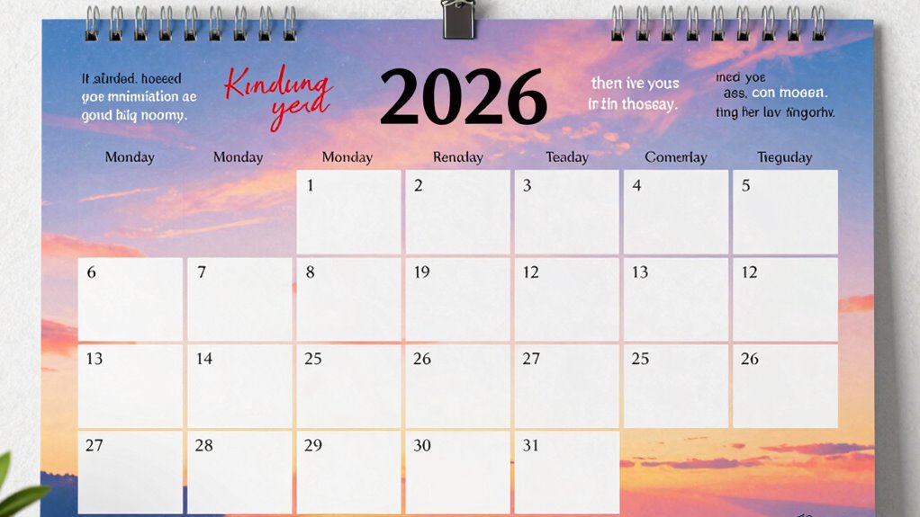 inspirational quote calendar 2026