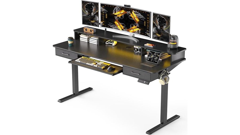 adjustable desk with accessories
