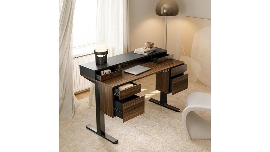 adjustable desk with drawers