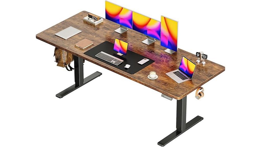 adjustable desk with hooks