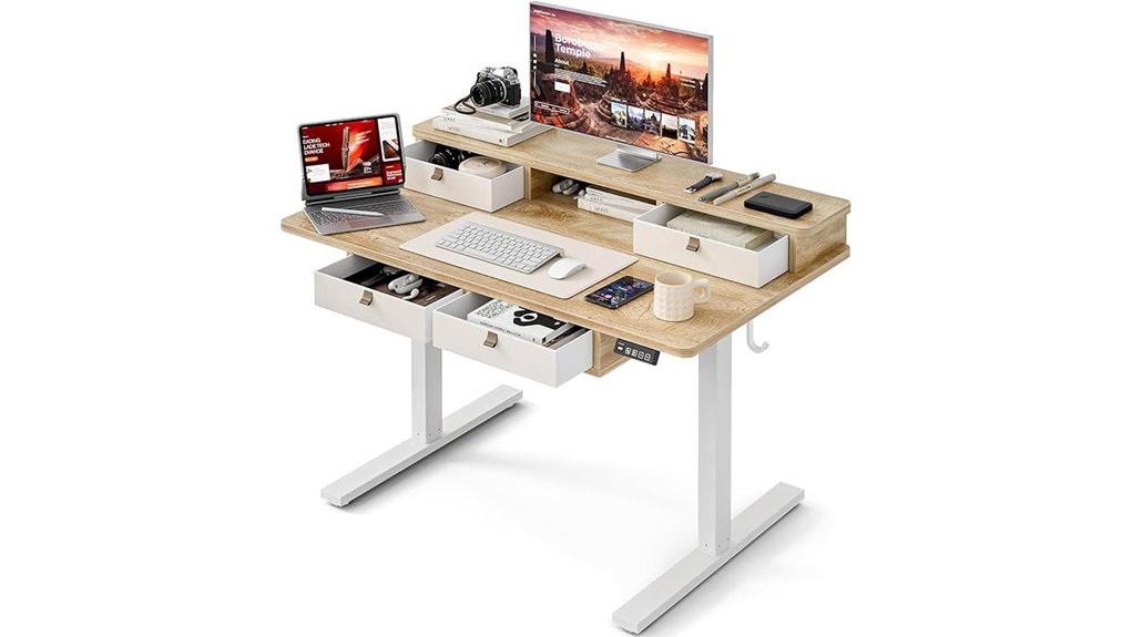 adjustable desk with storage