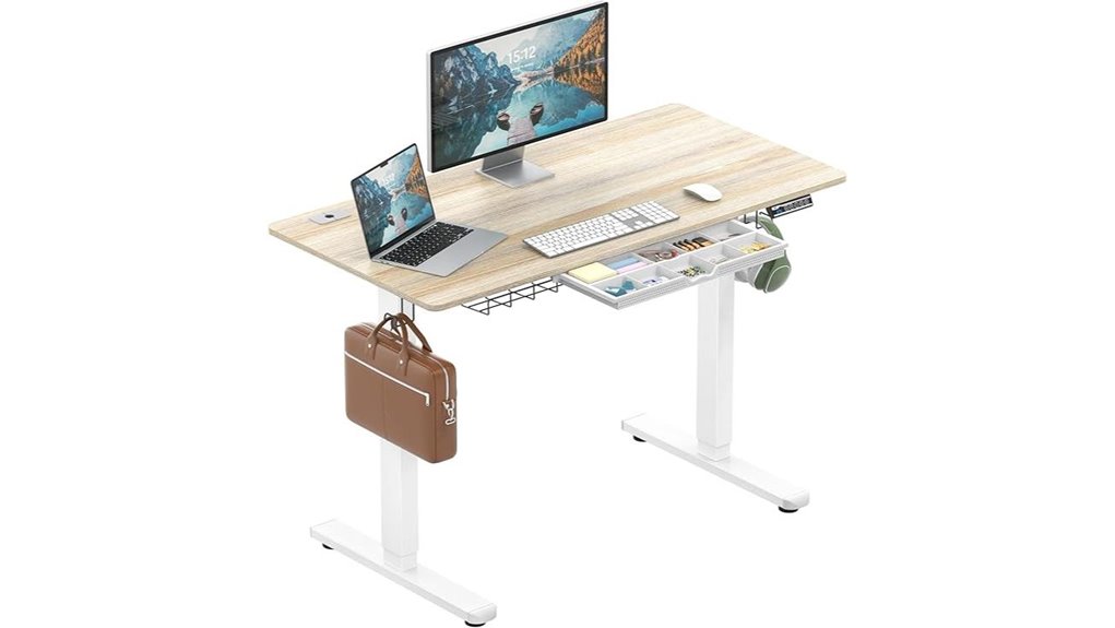 adjustable desk with storage