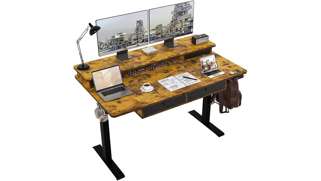 adjustable widened desk with storage