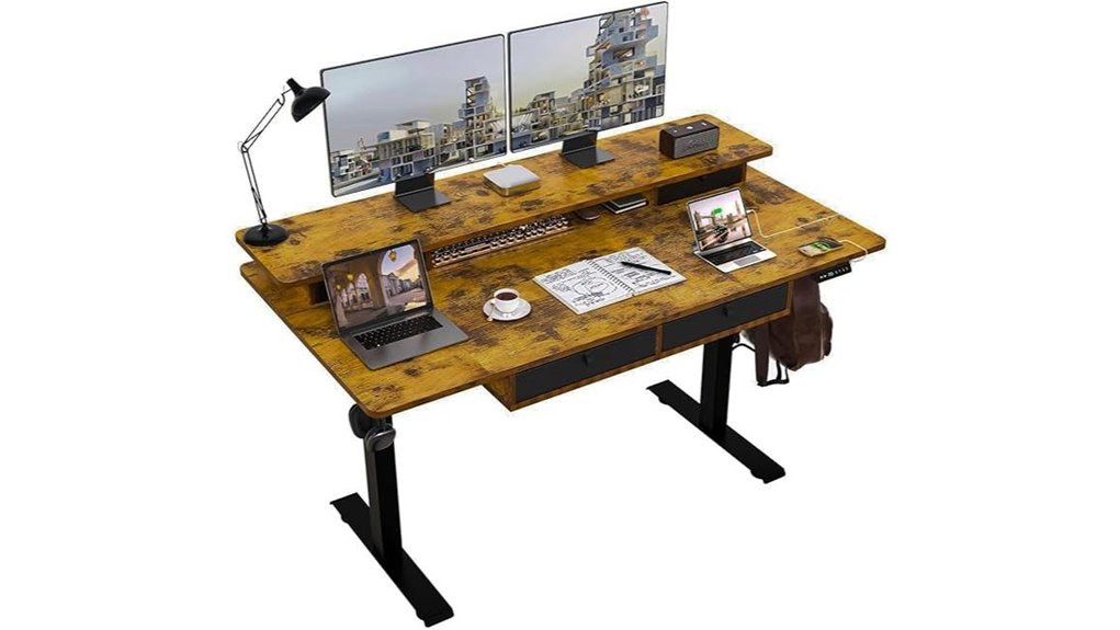 height adjustable desk with storage