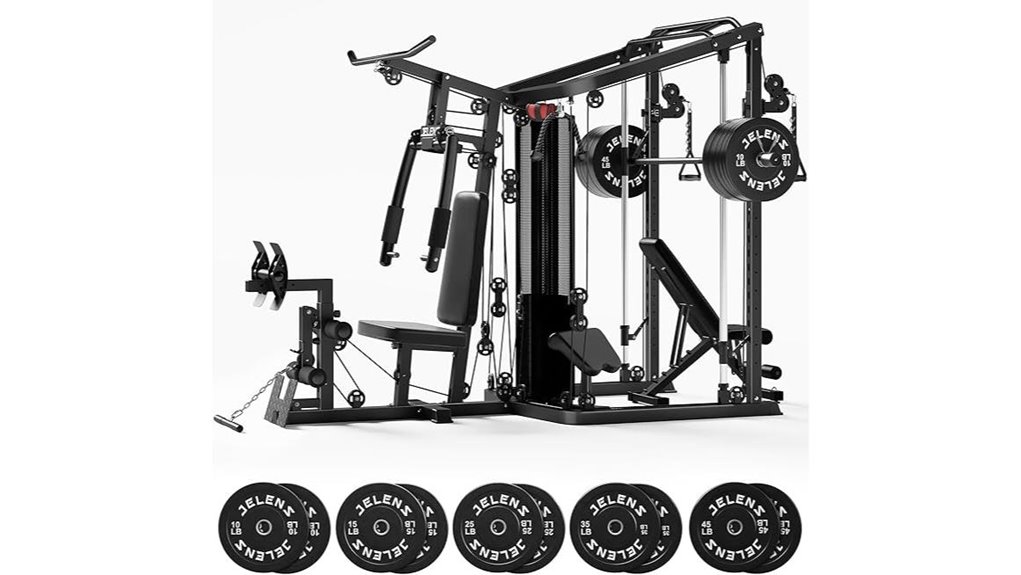 home gym with 150lb weights