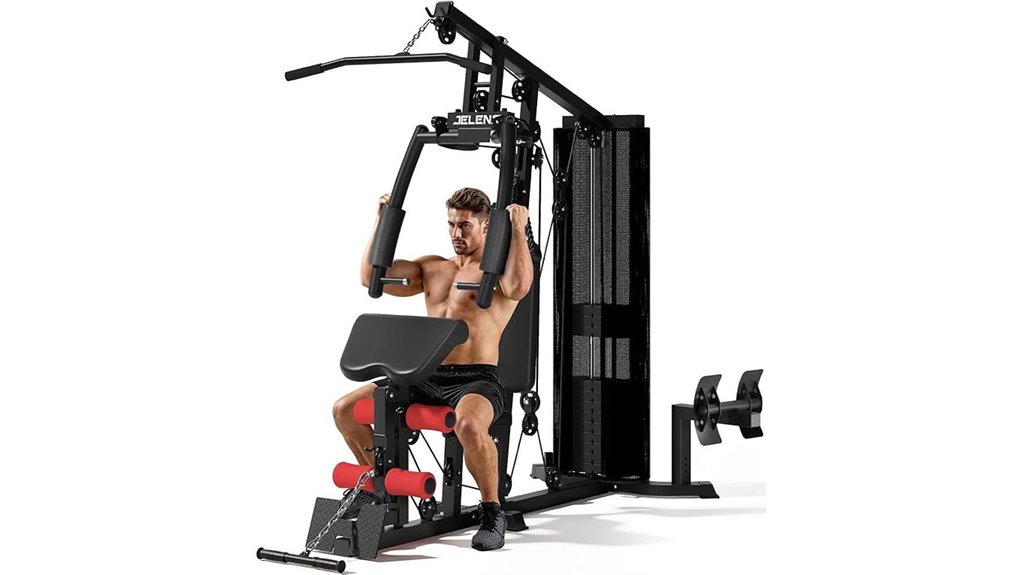 home gym with weight stack