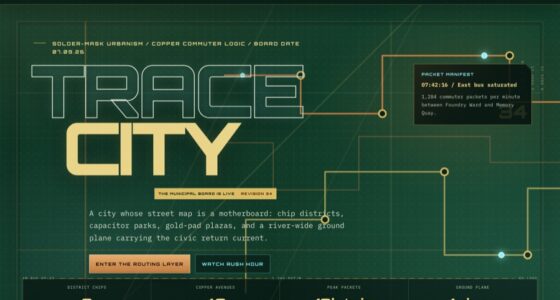 Trace City - Rush Hour as Electrons — Inline SVG Routing (FABLE/175, room 34)